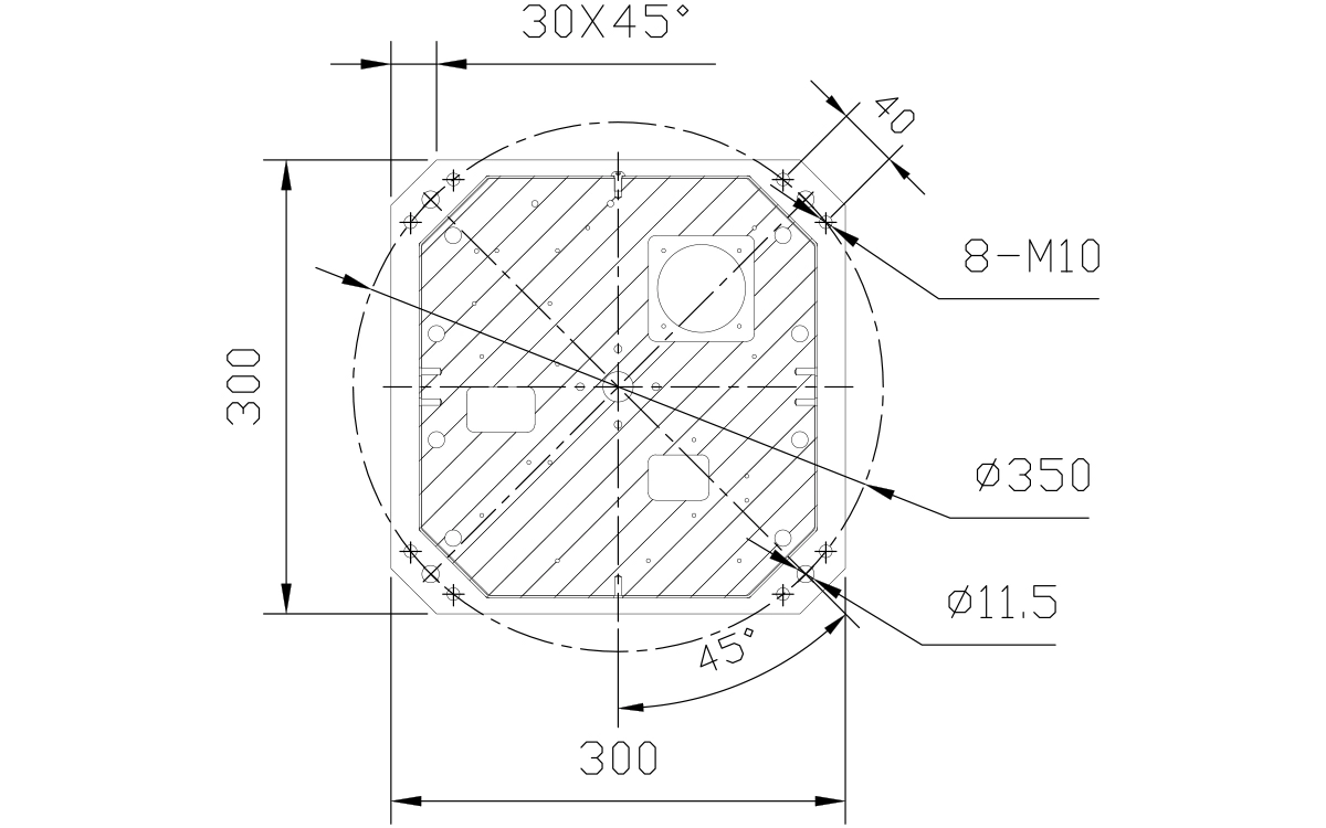 Технический чертеж Lobster185Z340D-T2X0-C Вафельный робот